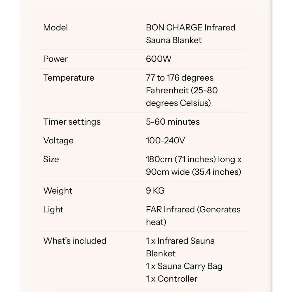 Bon‎ Charge Personal Infrared Sauna Blanket Far Heat Therapy Detox Relax Sweat